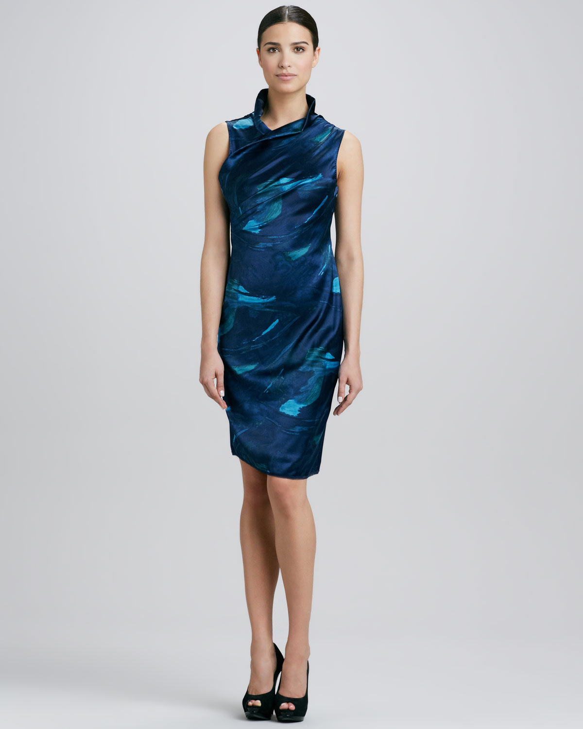 Elie Tahari Frivia Printed Dress in Blue (blue meteor) | Lyst