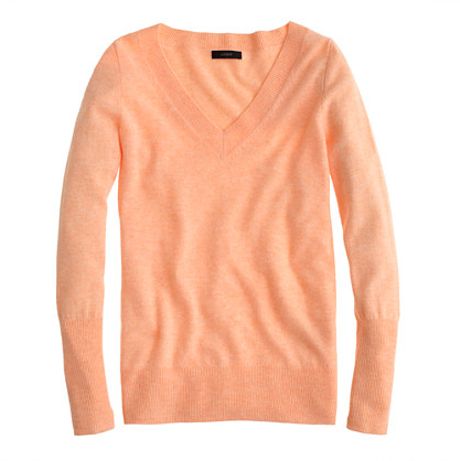 J.crew Cashmere V-Neck Sweater in Orange (hthr peach) | Lyst