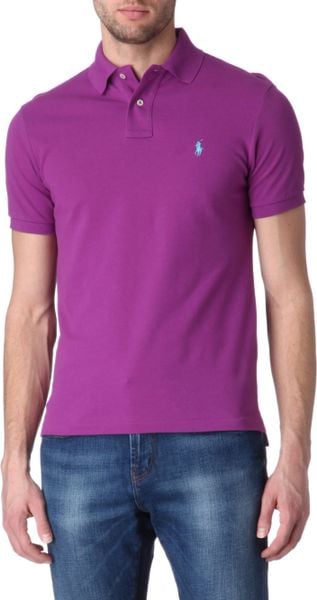 Ralph Lauren Slimfit Mesh Polo Shirt in Purple for Men (magenta) | Lyst