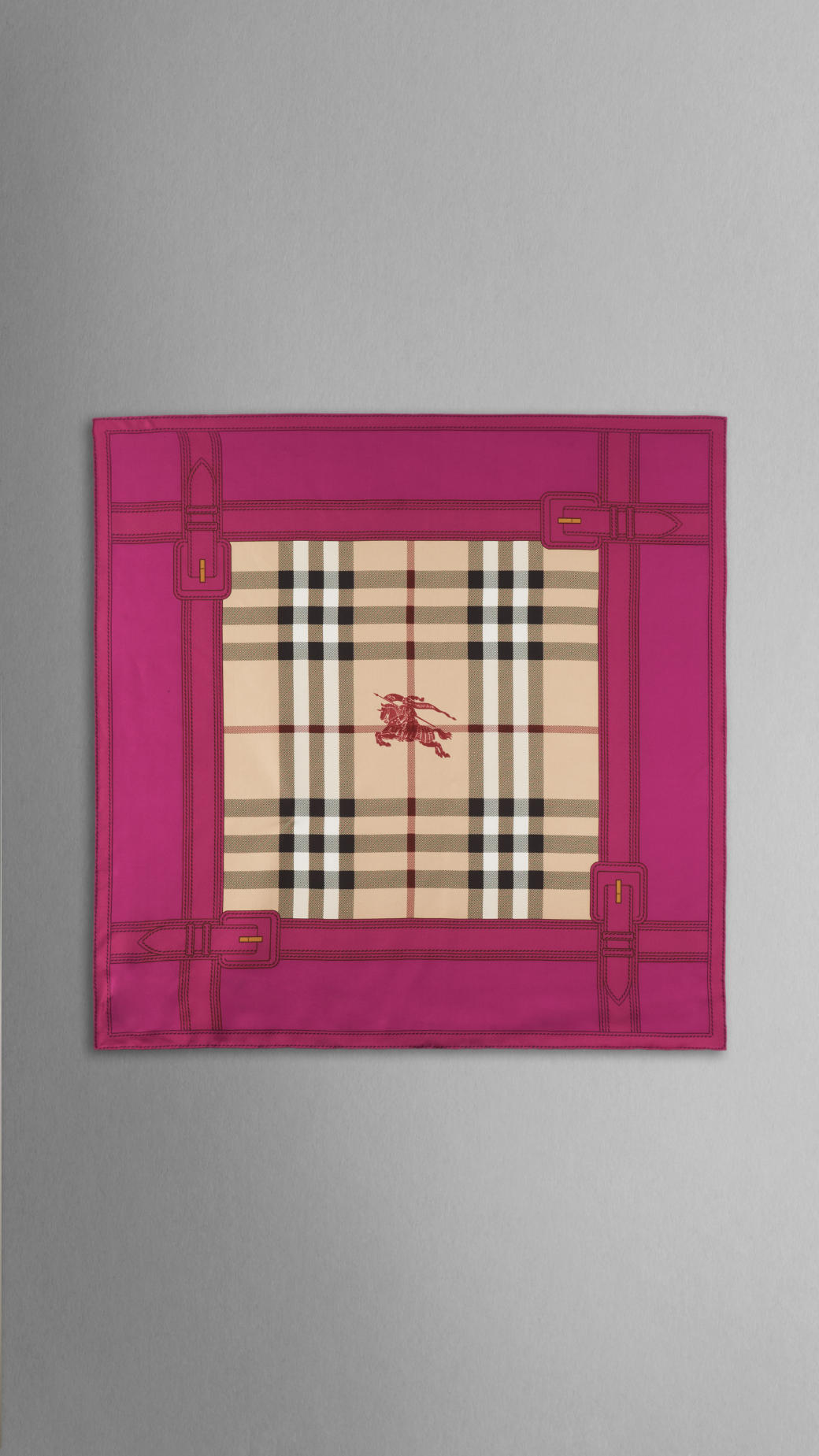 lyst burberry haymarket check silk square in pink lyst burberry haymarket check silk square in pink