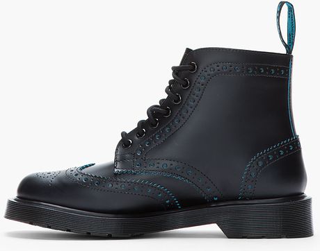 Dr. Martens Black Blue Leather Anthony Brogue Boots in Black for Men | Lyst