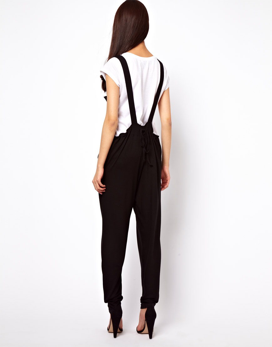 Asos Overalls With Slouch Back Detail in Black | Lyst