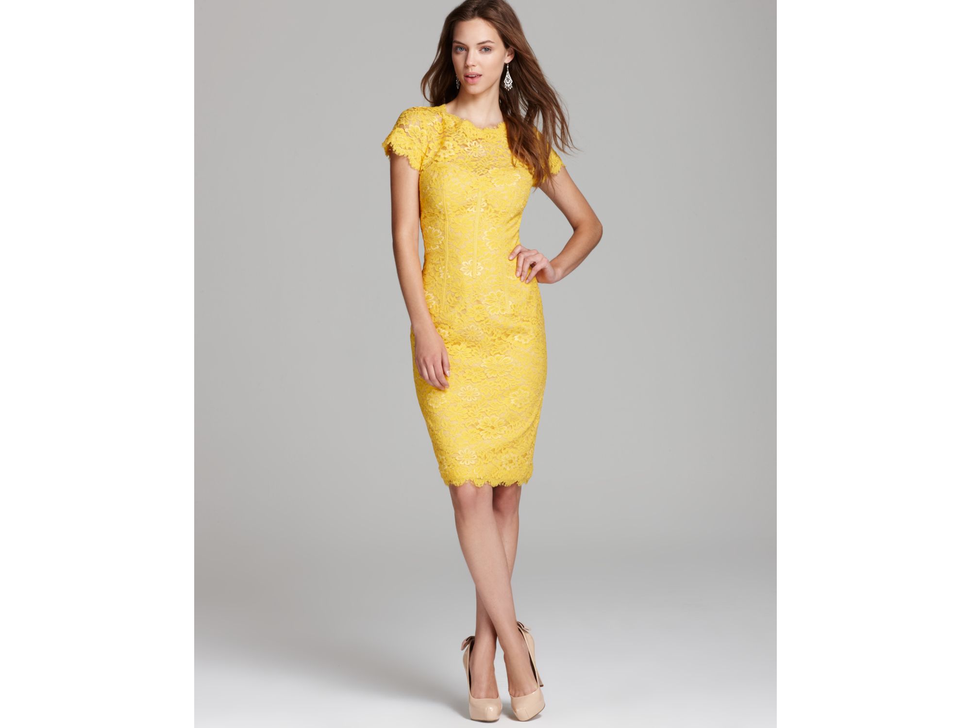 Casual Lace Dress in Yellow