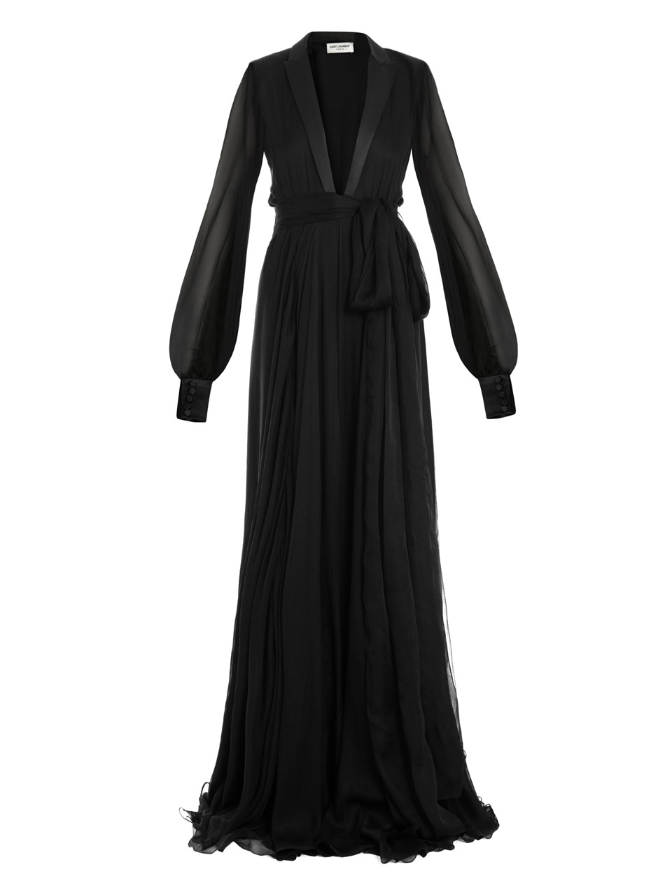 Saint Laurent Le Smoking Full Length Gown in Black - Lyst