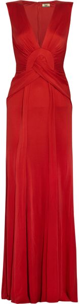 Issa Draped Silk Jersey Gown in Red | Lyst