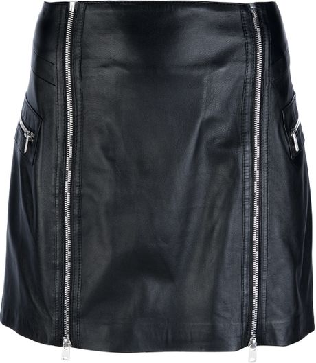 Mcq By Alexander Mcqueen Zip Detail Leather Skirt in Black | Lyst