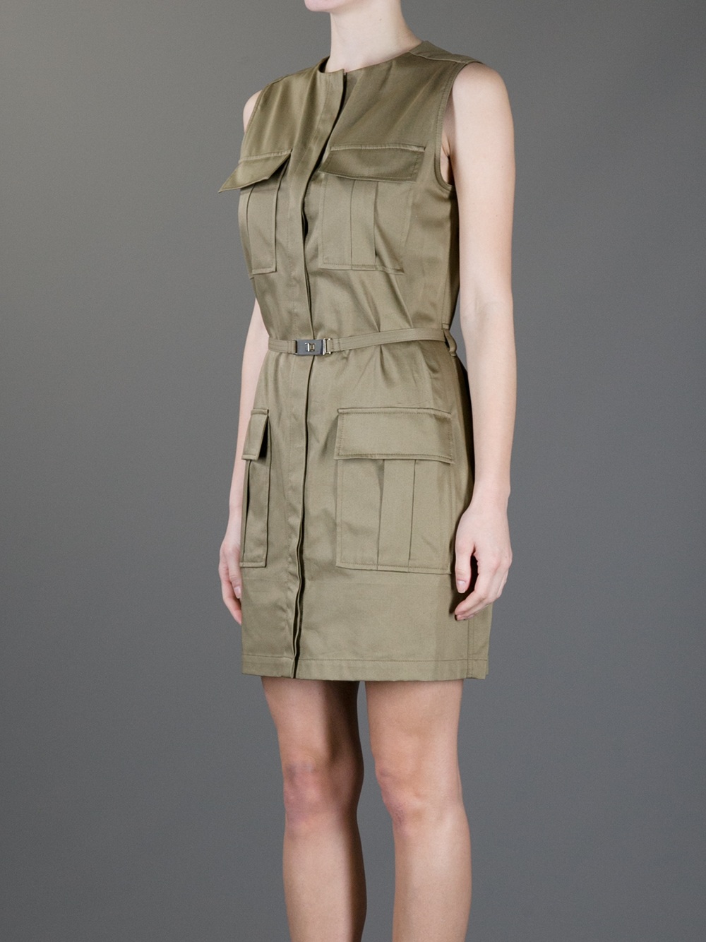 Lyst - Victoria, victoria beckham Sleeveless Safari Dress in Natural