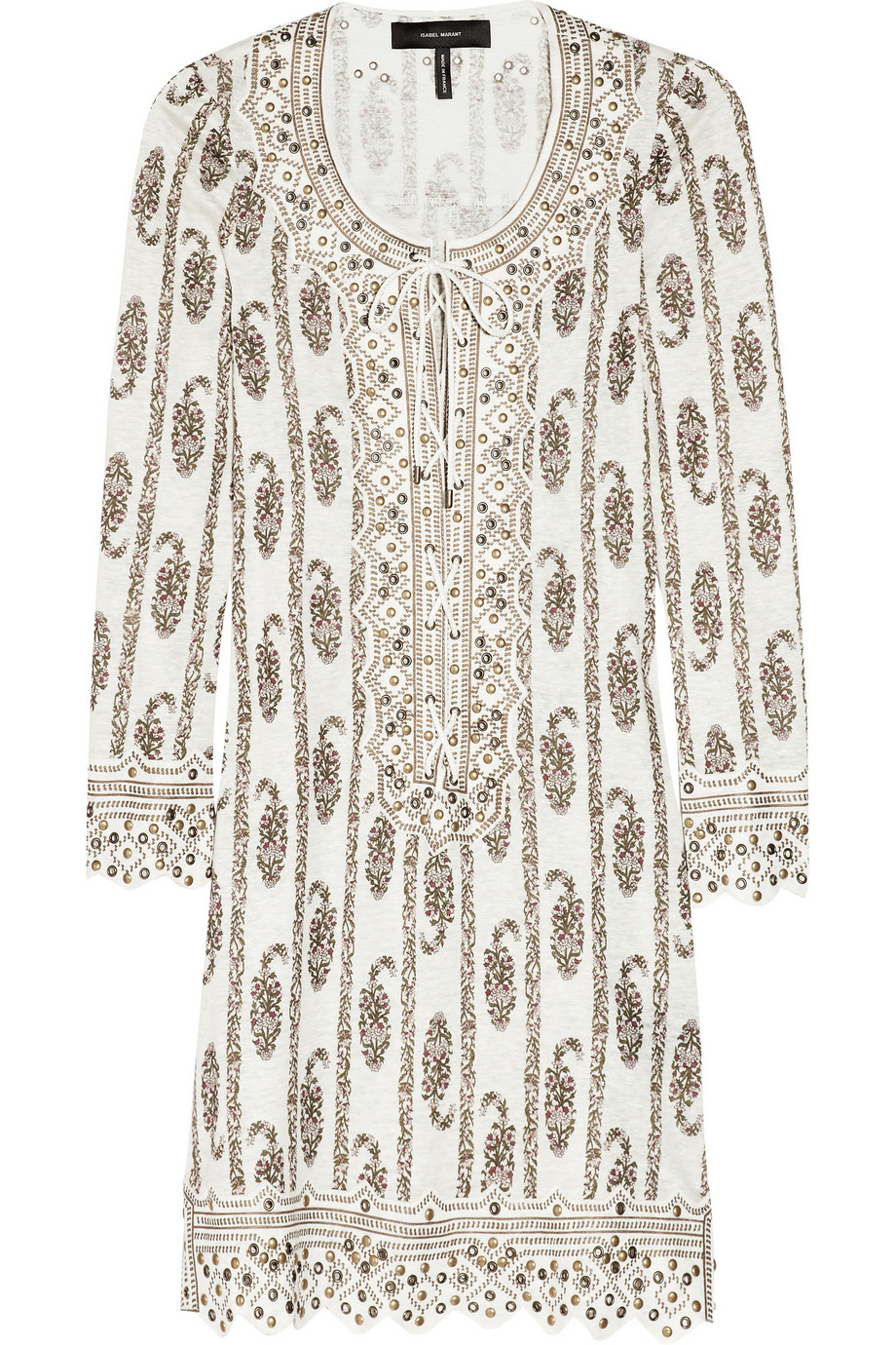 Lyst - Isabel Marant Eloise Studded Linen Jersey Mini Dress in White