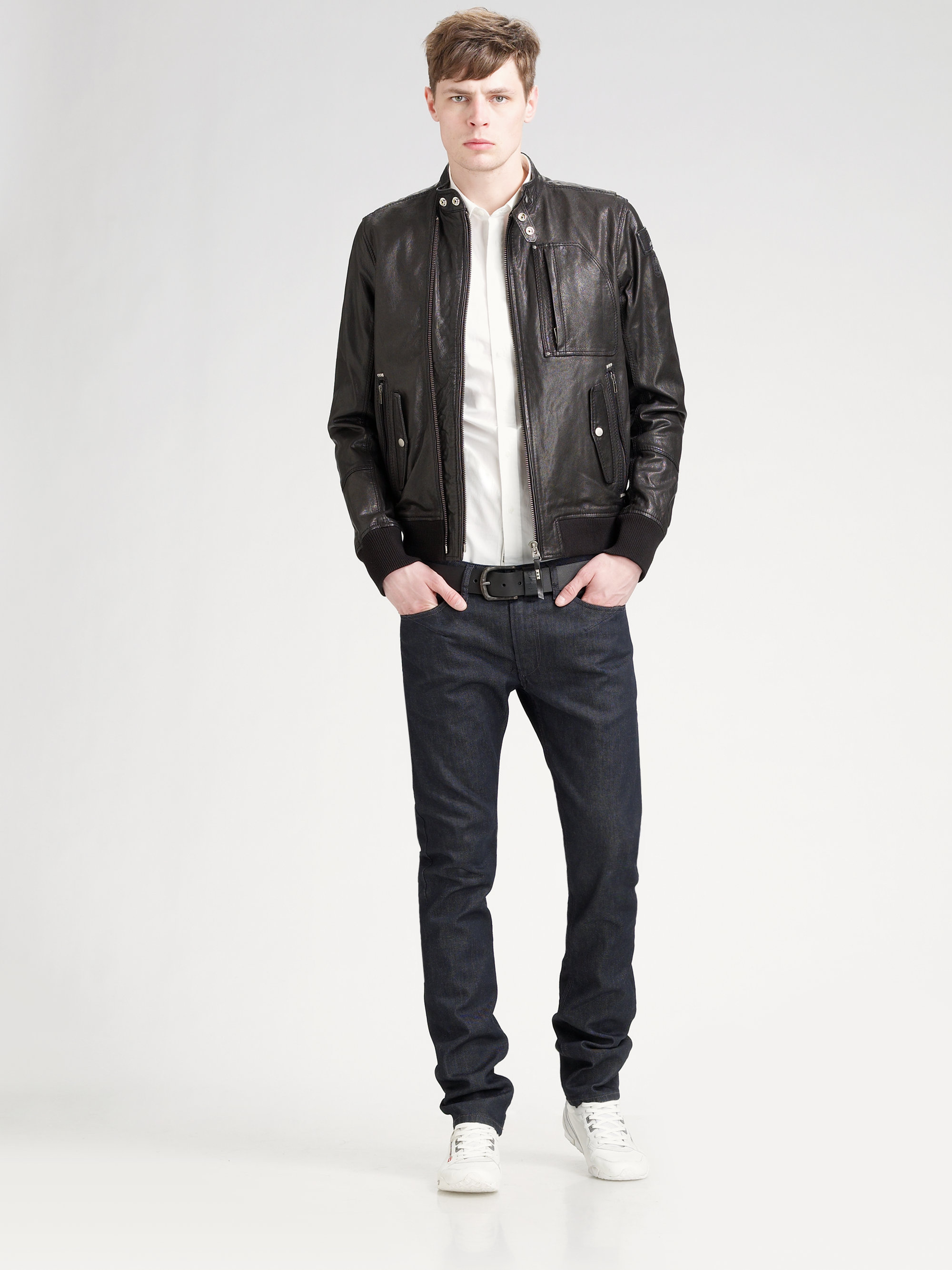 Lyst - Diesel Leather Jacket in Black for Men