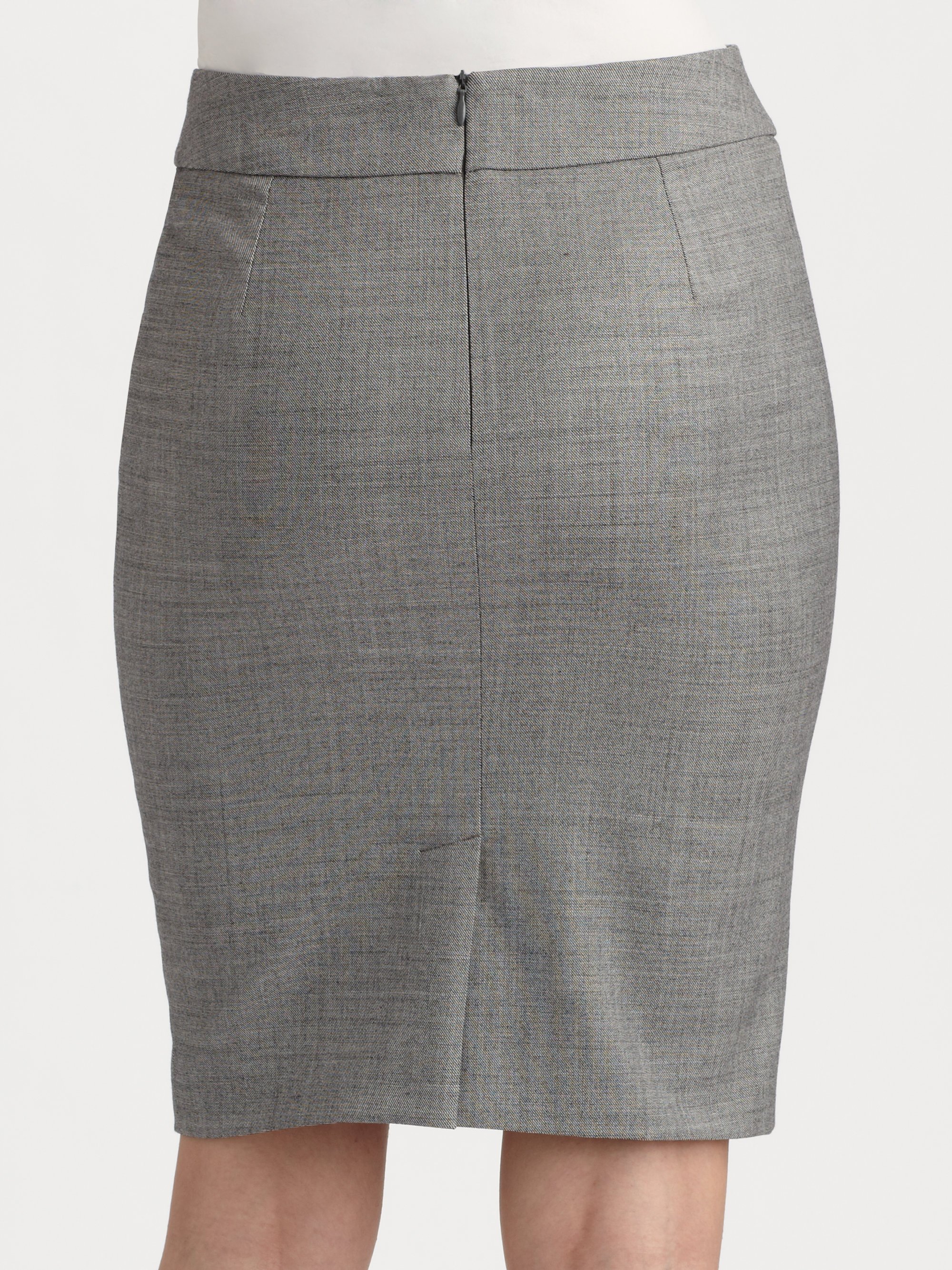 Armani Melange Wool Pencil Skirt in Gray | Lyst