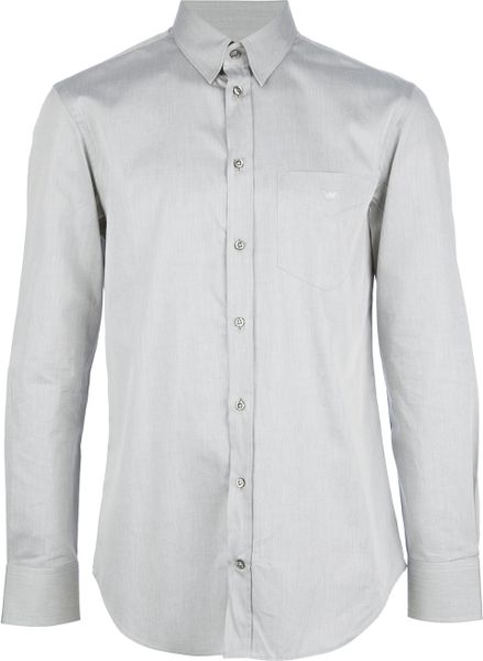 Emporio Armani Logo Pocket Shirt in Gray for Men (grey) | Lyst