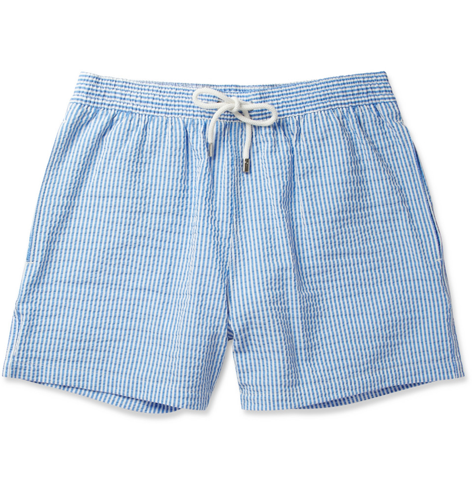 Façonnable Shortlength Striped Seersucker Swim Shorts in Blue for Men ...