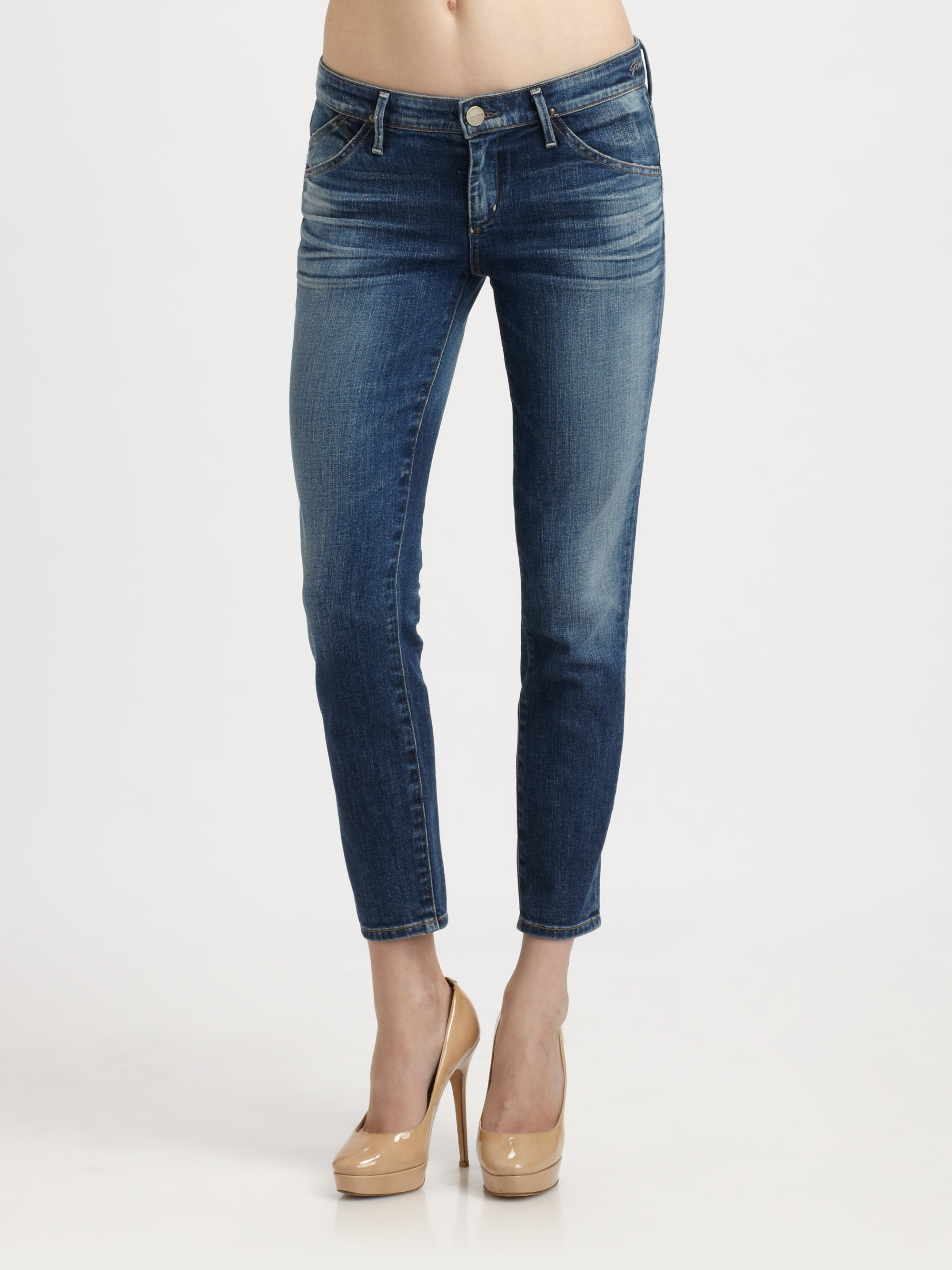 Goldsign Glam Cropped Jeans in Blue (gracie) | Lyst