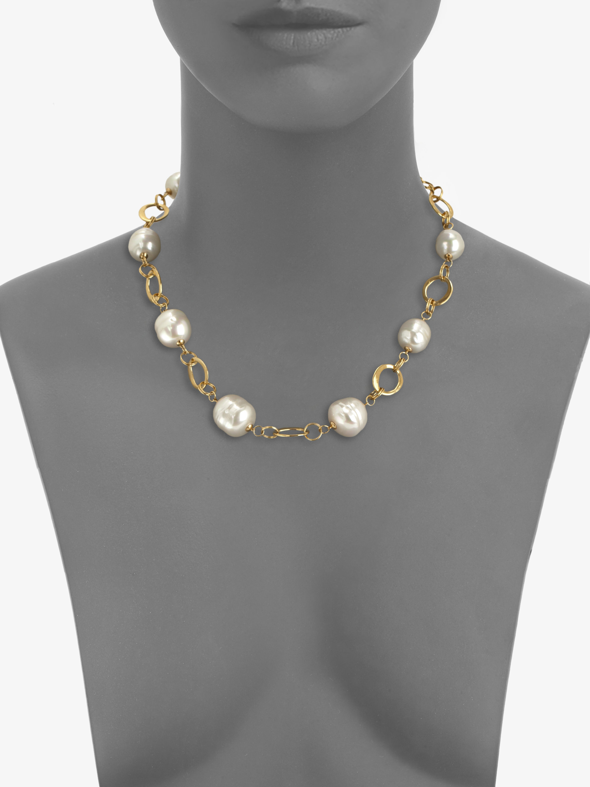 Lyst Majorica 14mm And 16mm Baroque Pearl Necklace In Metallic