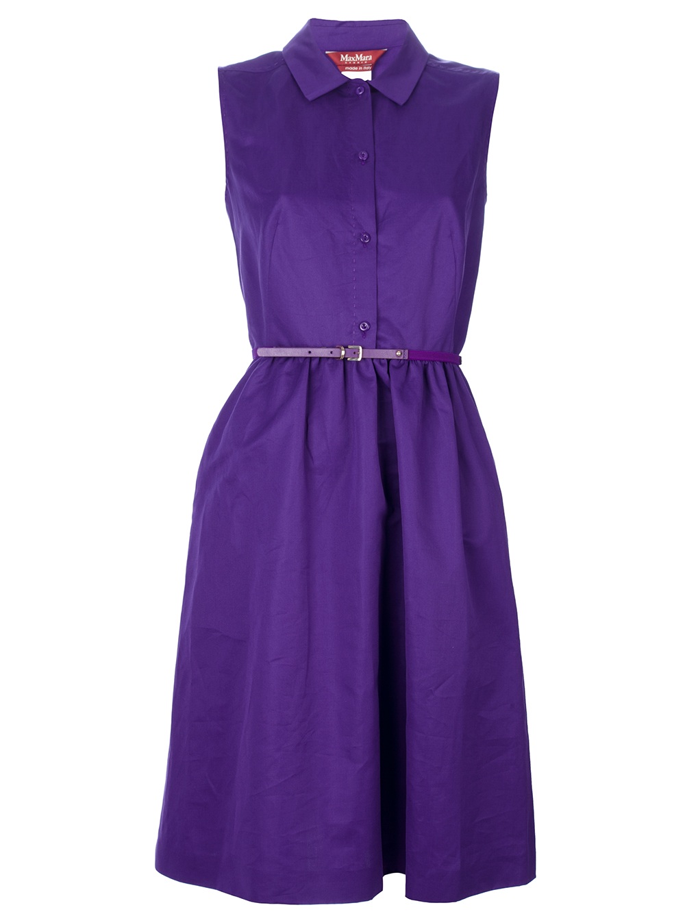 Lyst - Max Mara Studio Sleeveless Belted Shirt Dress in Purple