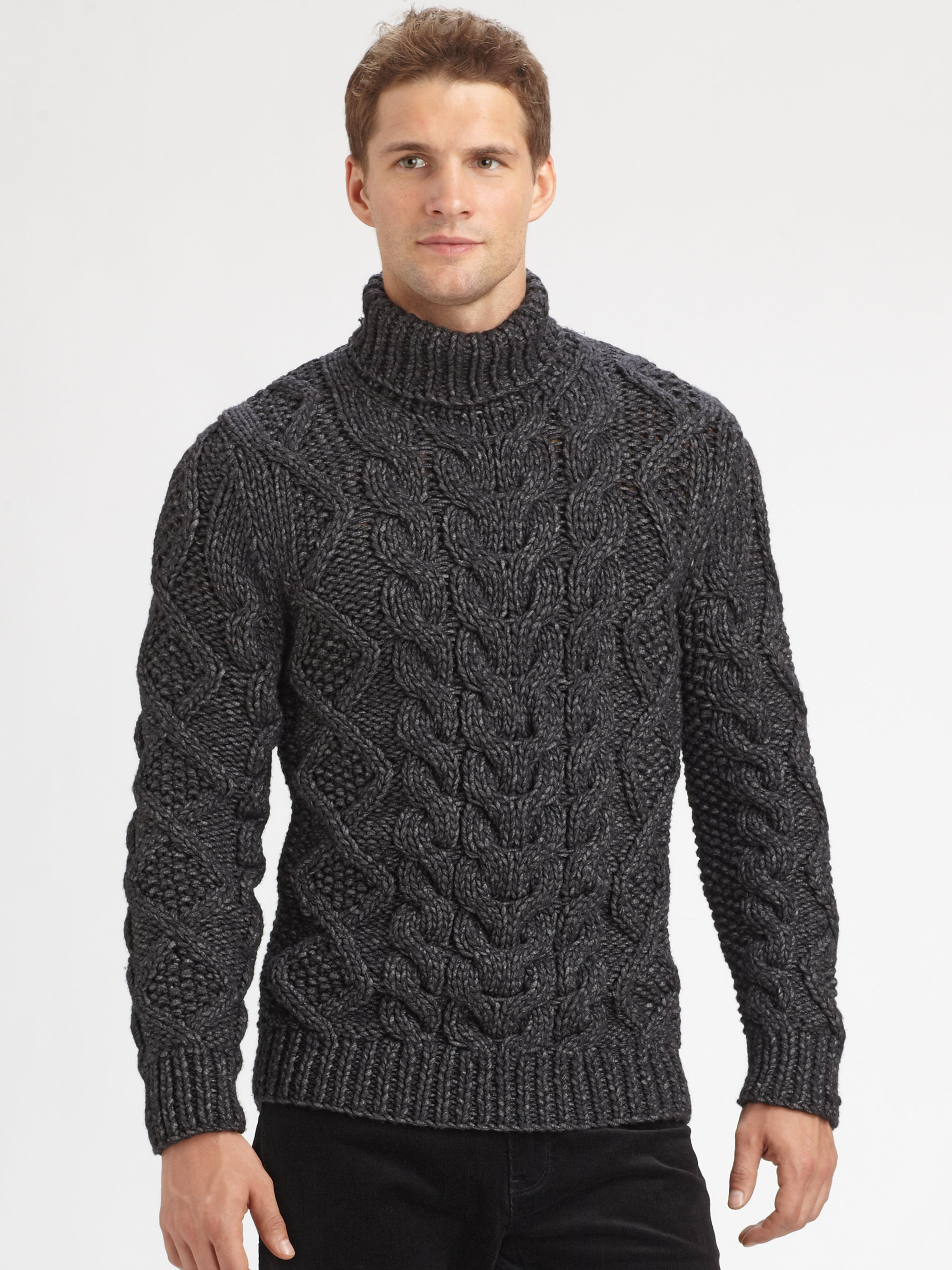 Lyst - Michael Kors Cable Turtleneck in Gray for Men