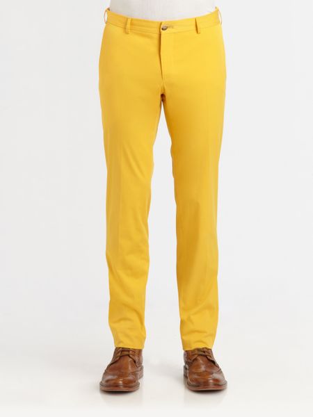 Moschino Cotton Trousers in Yellow for Men | Lyst