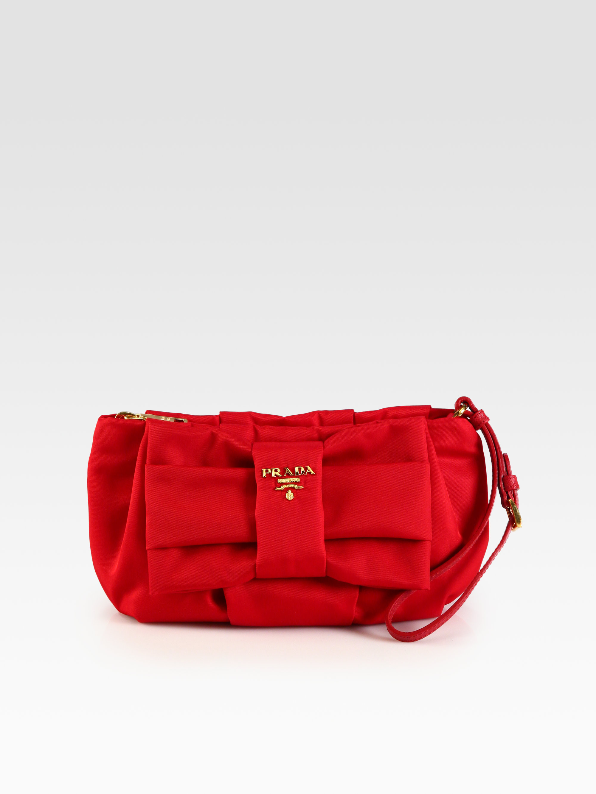prada collection handbags - Prada Tessuto Wristlet in Red | Lyst