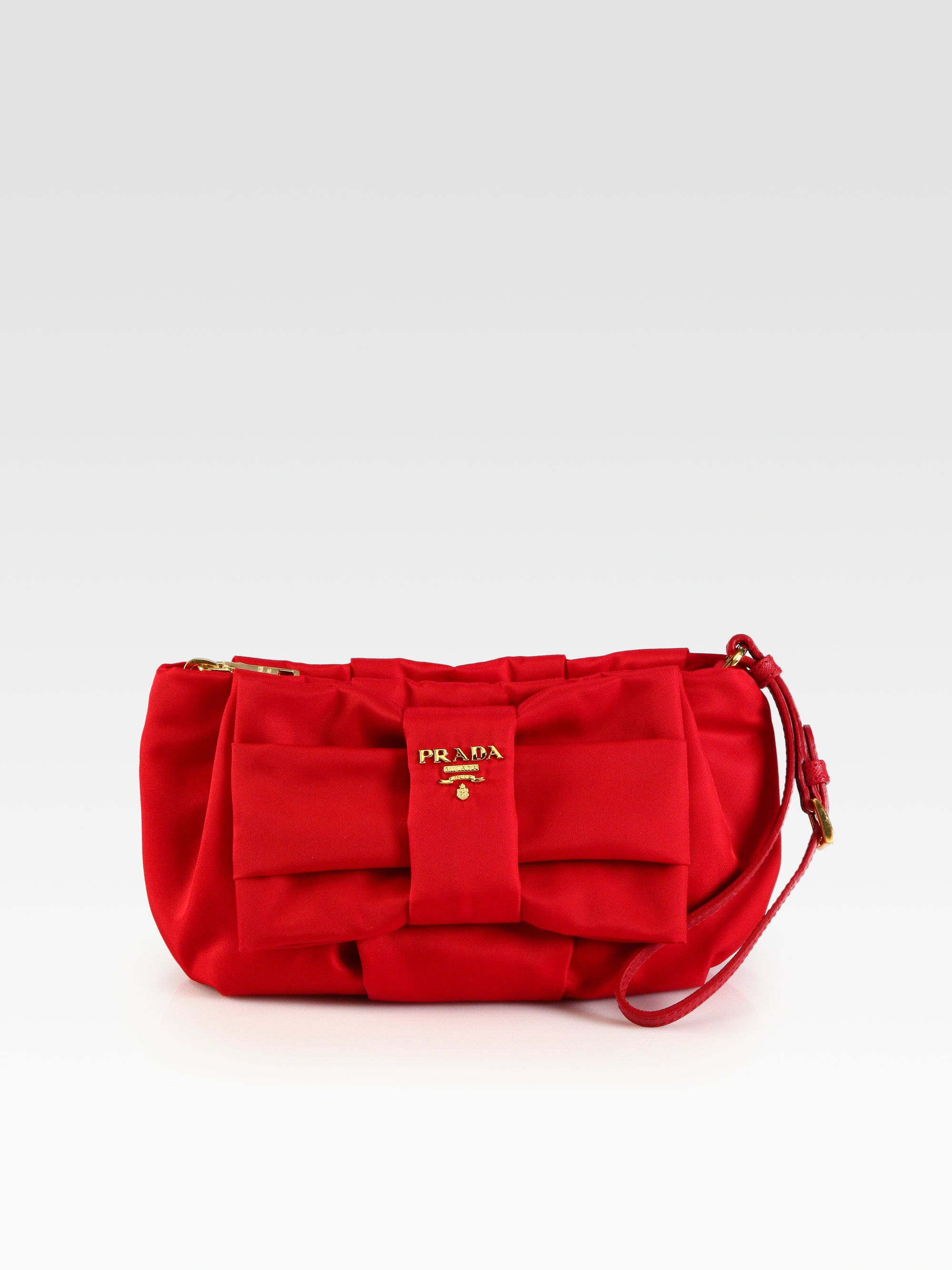 Prada Tessuto Wristlet in Red | Lyst