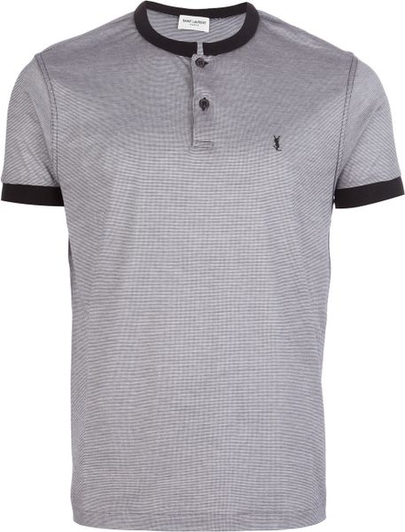 Saint Laurent Collarless Polo Shirt in Gray for Men (grey) | Lyst