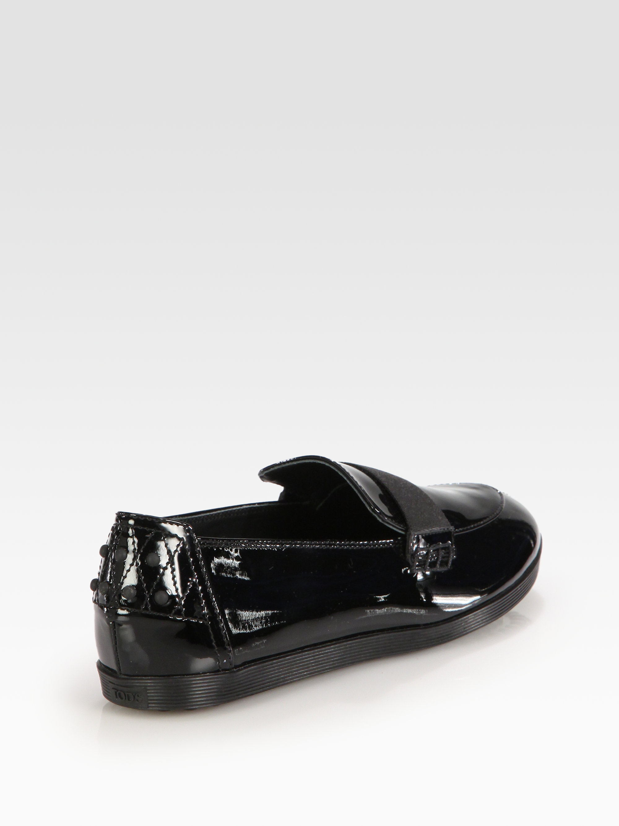 Lyst Tod'S Patent Leather Moccasin Loafers in Black
