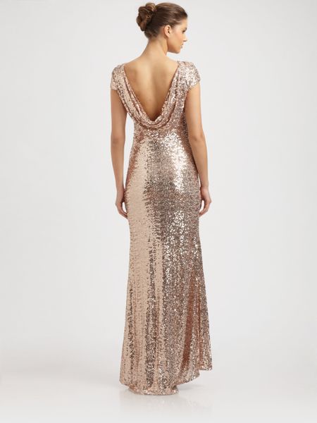badgley mischka cowl back gown