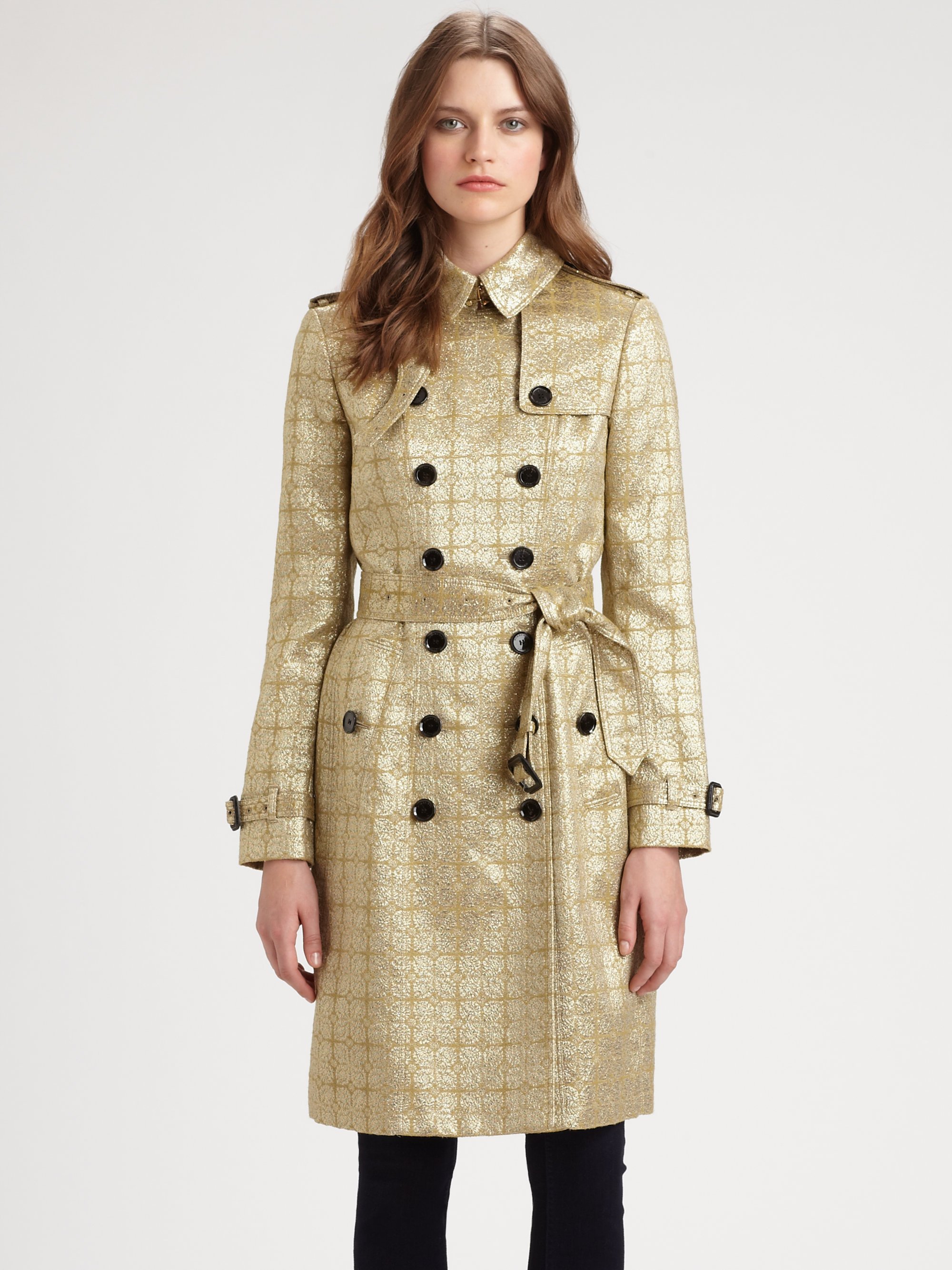 Lanvin Metallic Trench Coat In Lyst Gallery