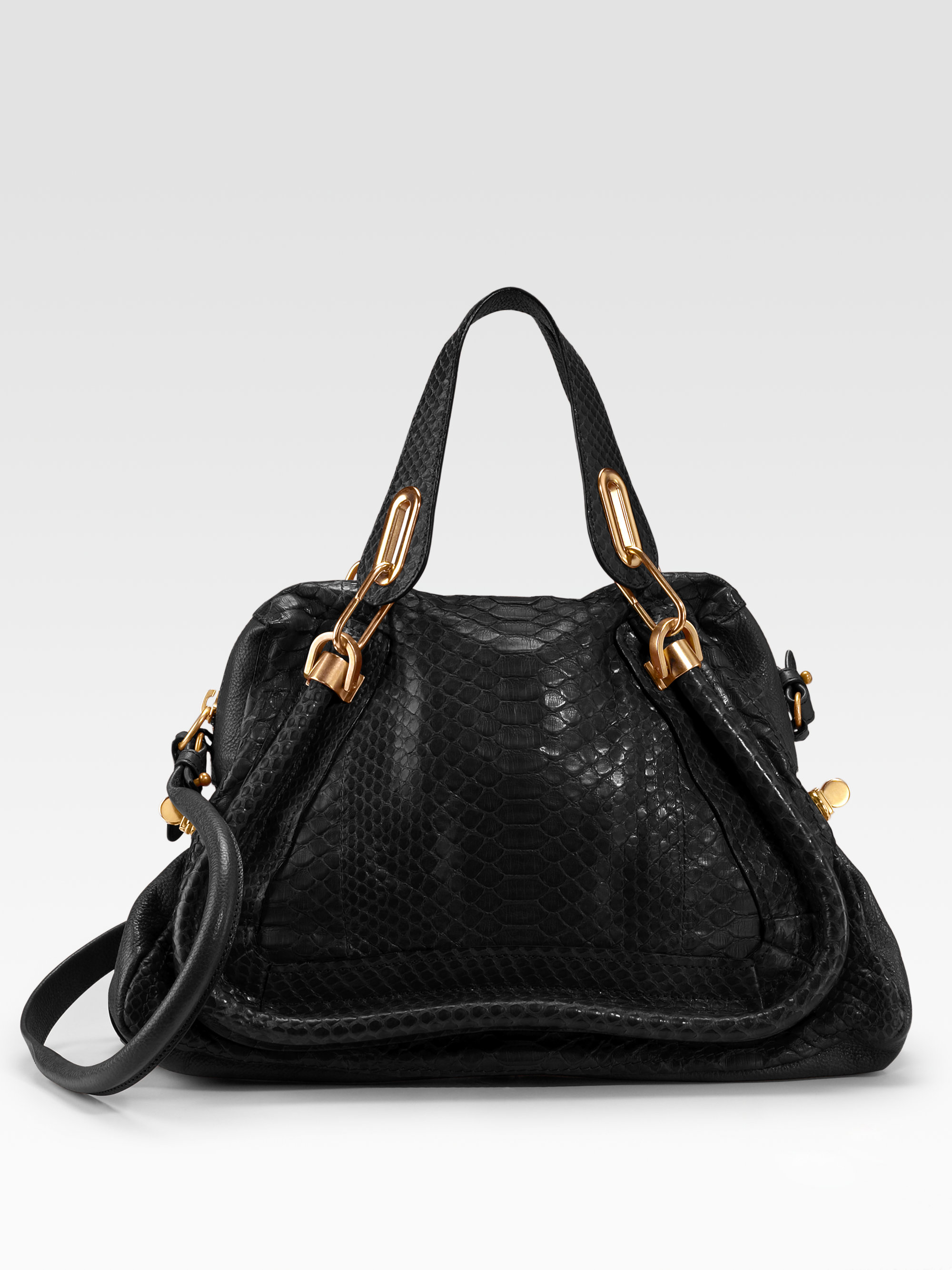 Chlo Paraty Medium Python Tote in Black | Lyst  