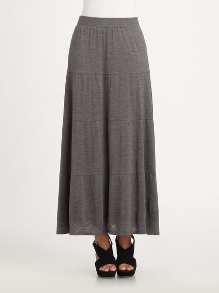 Eileen Fisher Linen Tiered Maxi Skirt in Gray (ash) | Lyst