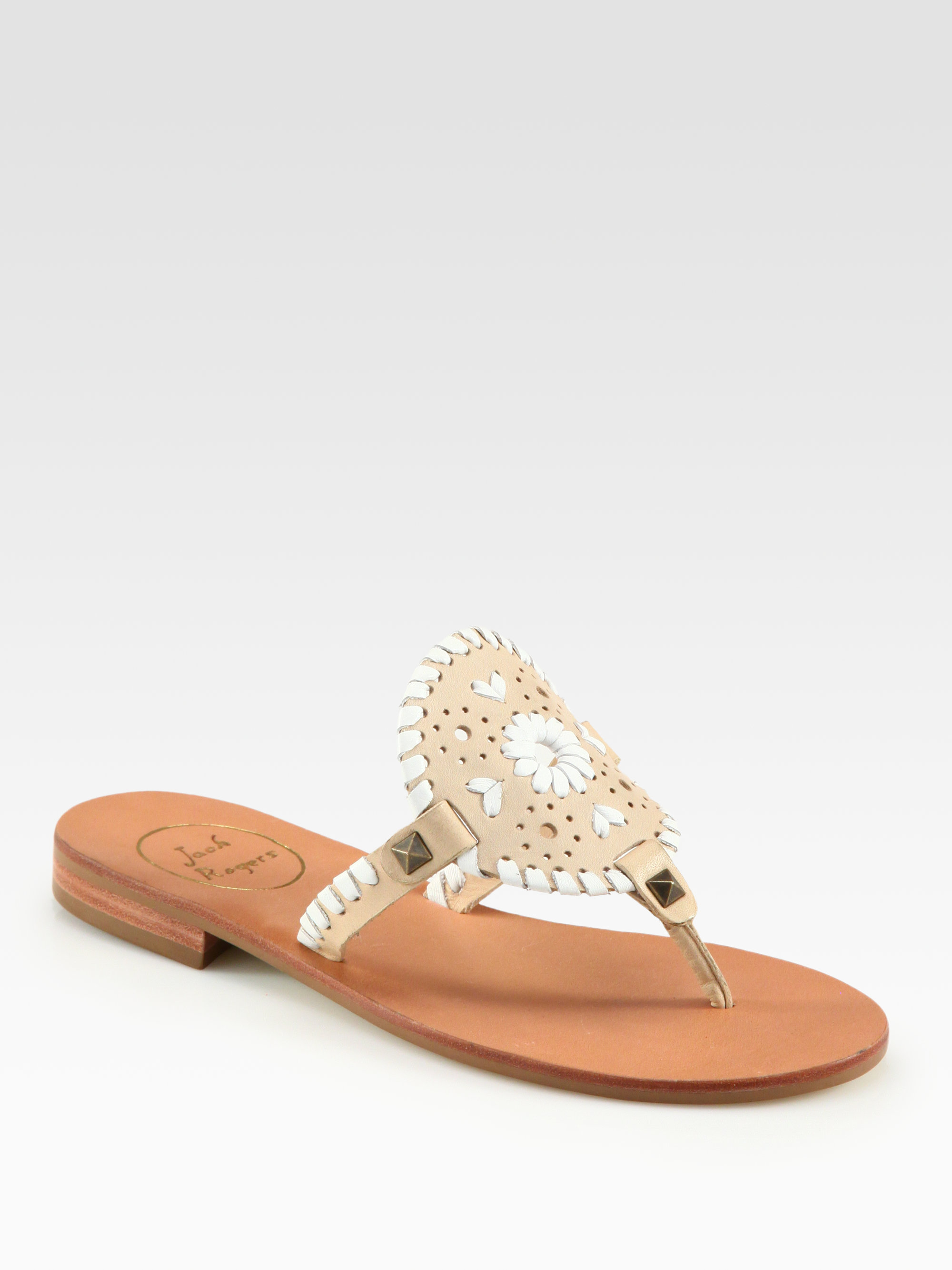 Lyst - Jack Rogers Georgica Leather Thong Sandals in Brown