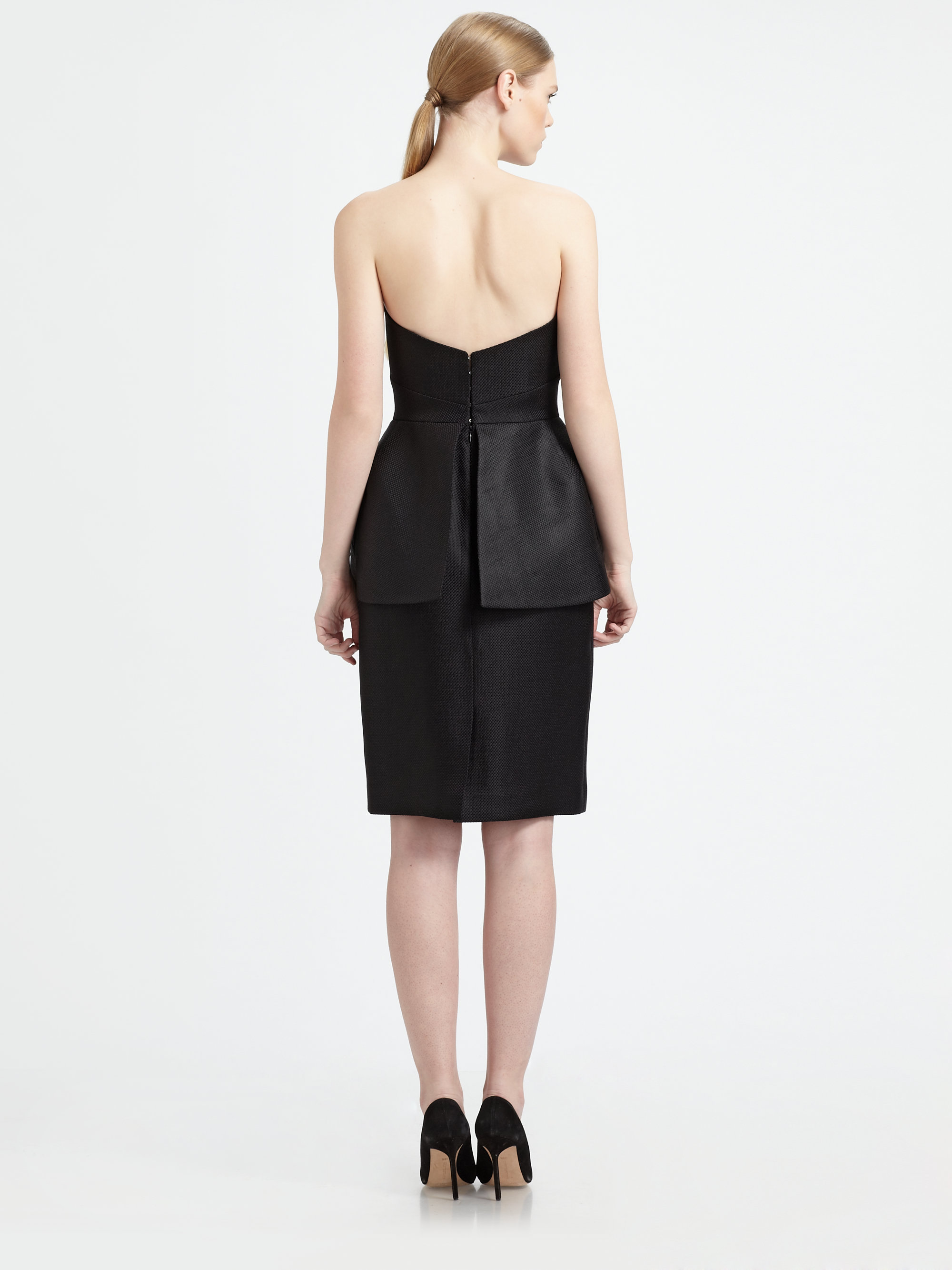 Lyst - Martin Grant Strapless Peplum Dress in Black