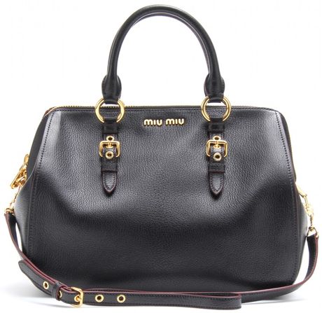 Miu Miu Leather Handbag in Black | Lyst