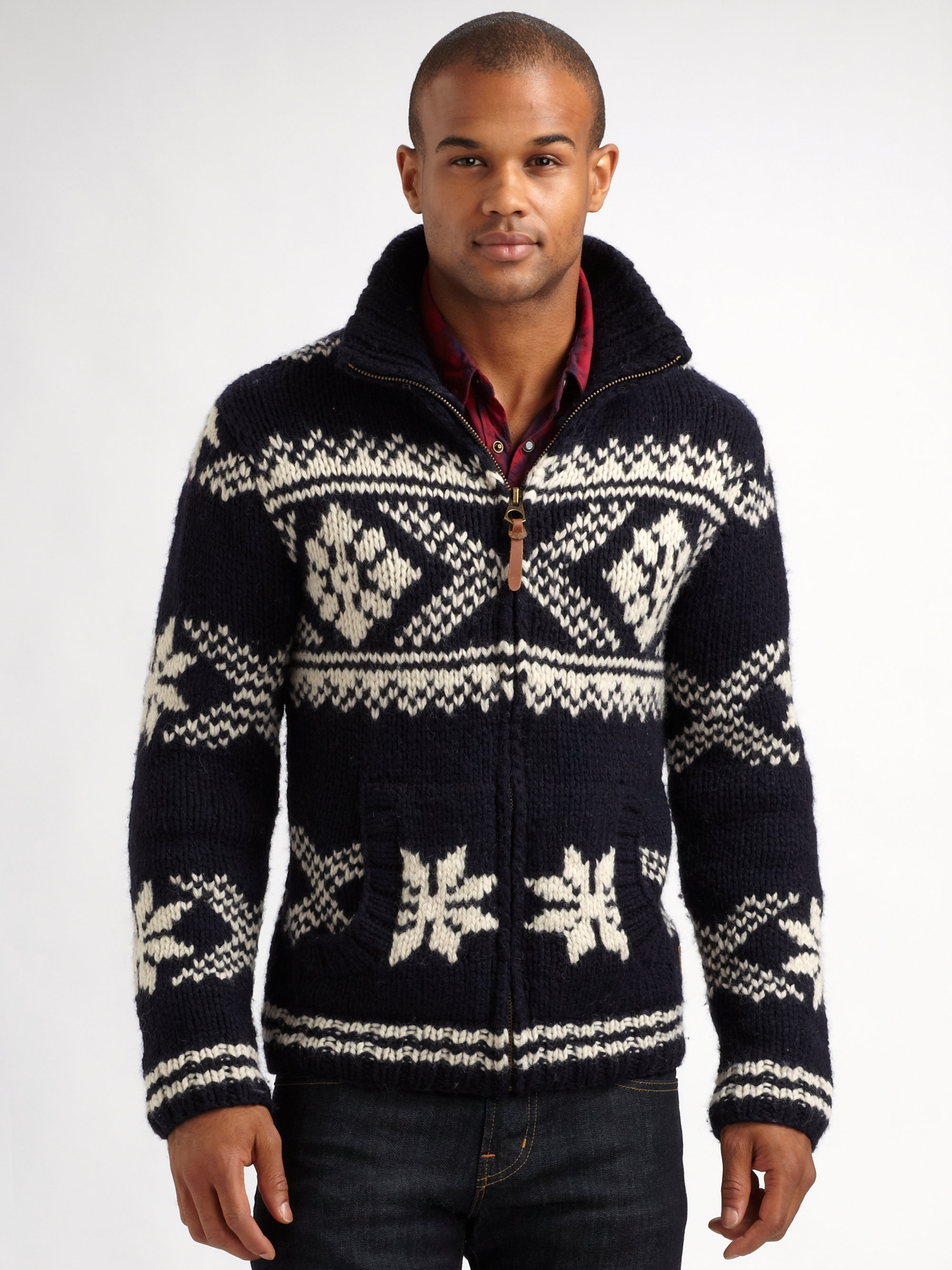 Lyst - Scotch & Soda Handknit Snowflake Sweater in Blue for Men