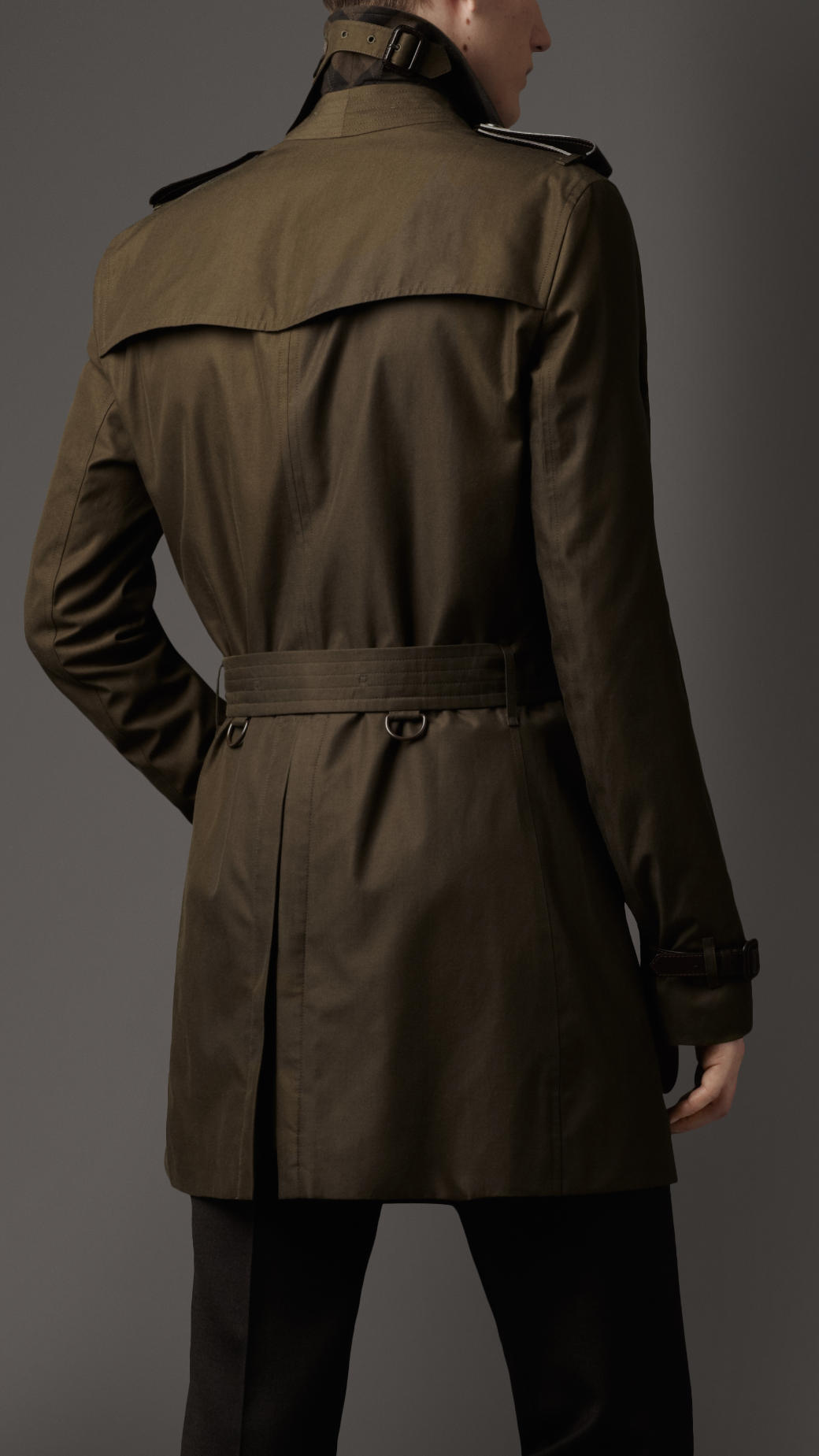 Lyst - Burberry Midlength Leather Trim Gabardine Trench Coat in Natural ...