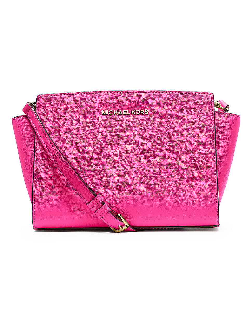 Michael Michael Kors Selma Leather Medium Messenger Bag in Pink (neon ...