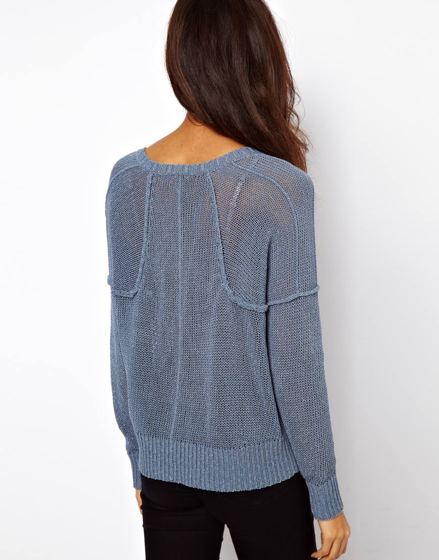 ASOS Sheer Mesh Cropped V Neck Jumper in White Lyst