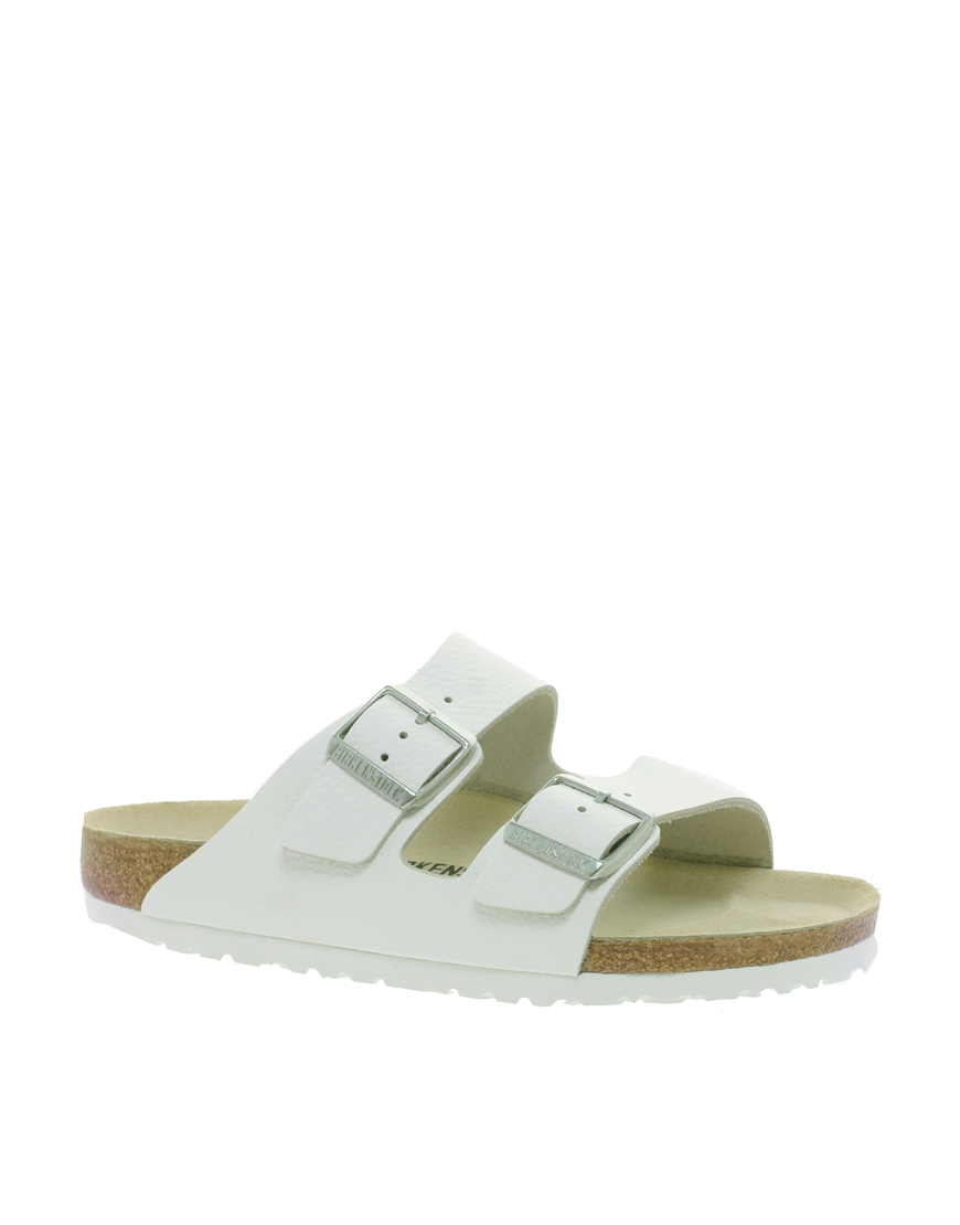 Birkenstock Arizona White Leather Two Strap Narrow Fit Sandals - White ...