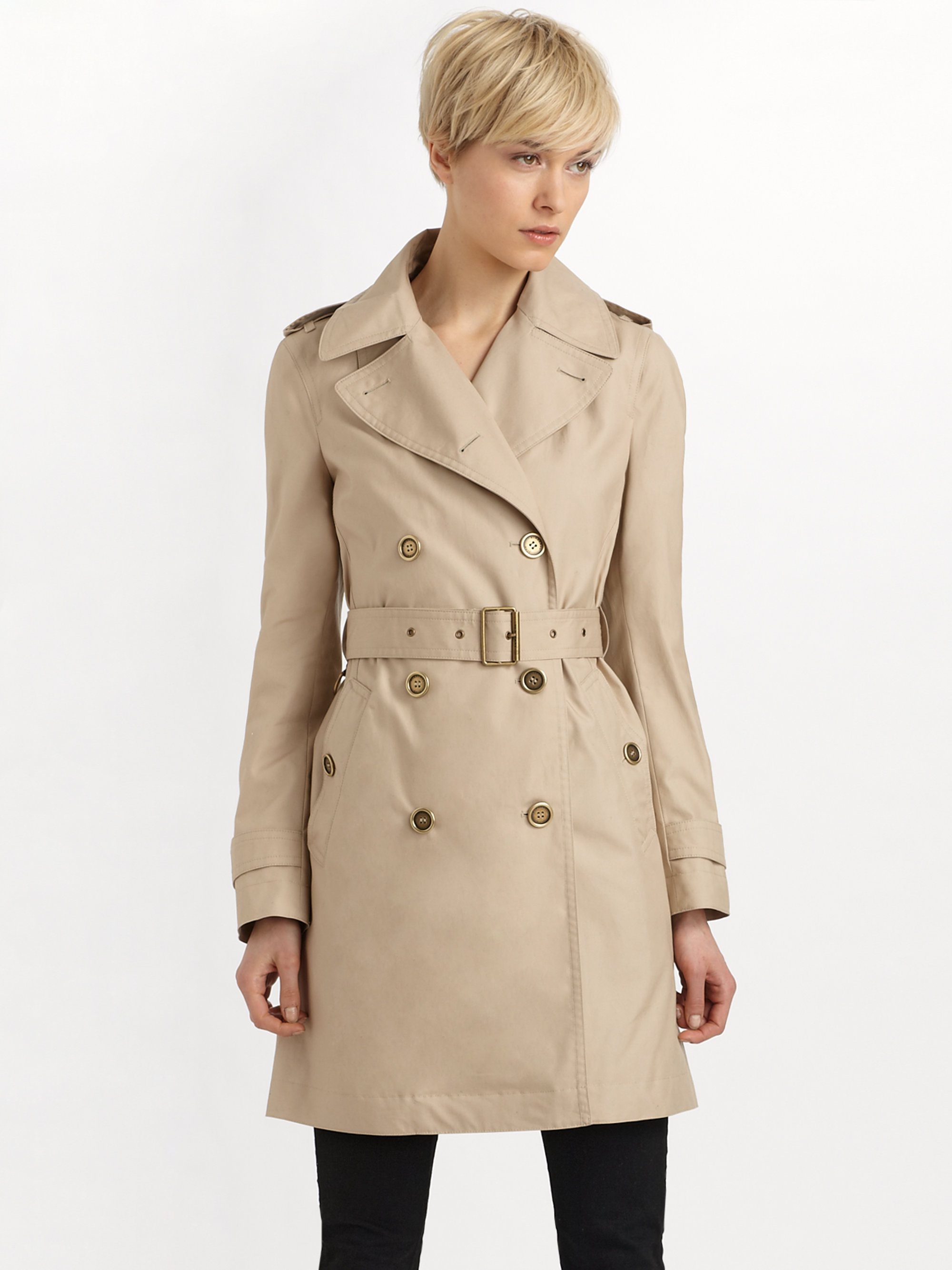 Lyst - Burberry Brit Double breasted Trench-coat in Natural