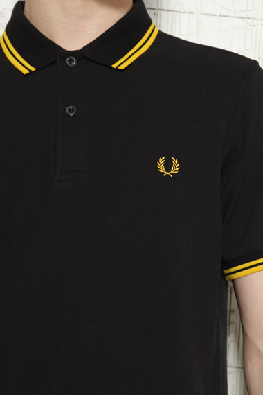 Fred Perry Black Yellow Twin Tip Polo Shirt In Black For Men Lyst 9604