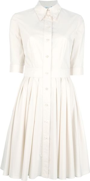 Moschino Cheap & Chic Pleated Shirt Dress in Beige (cream) | Lyst