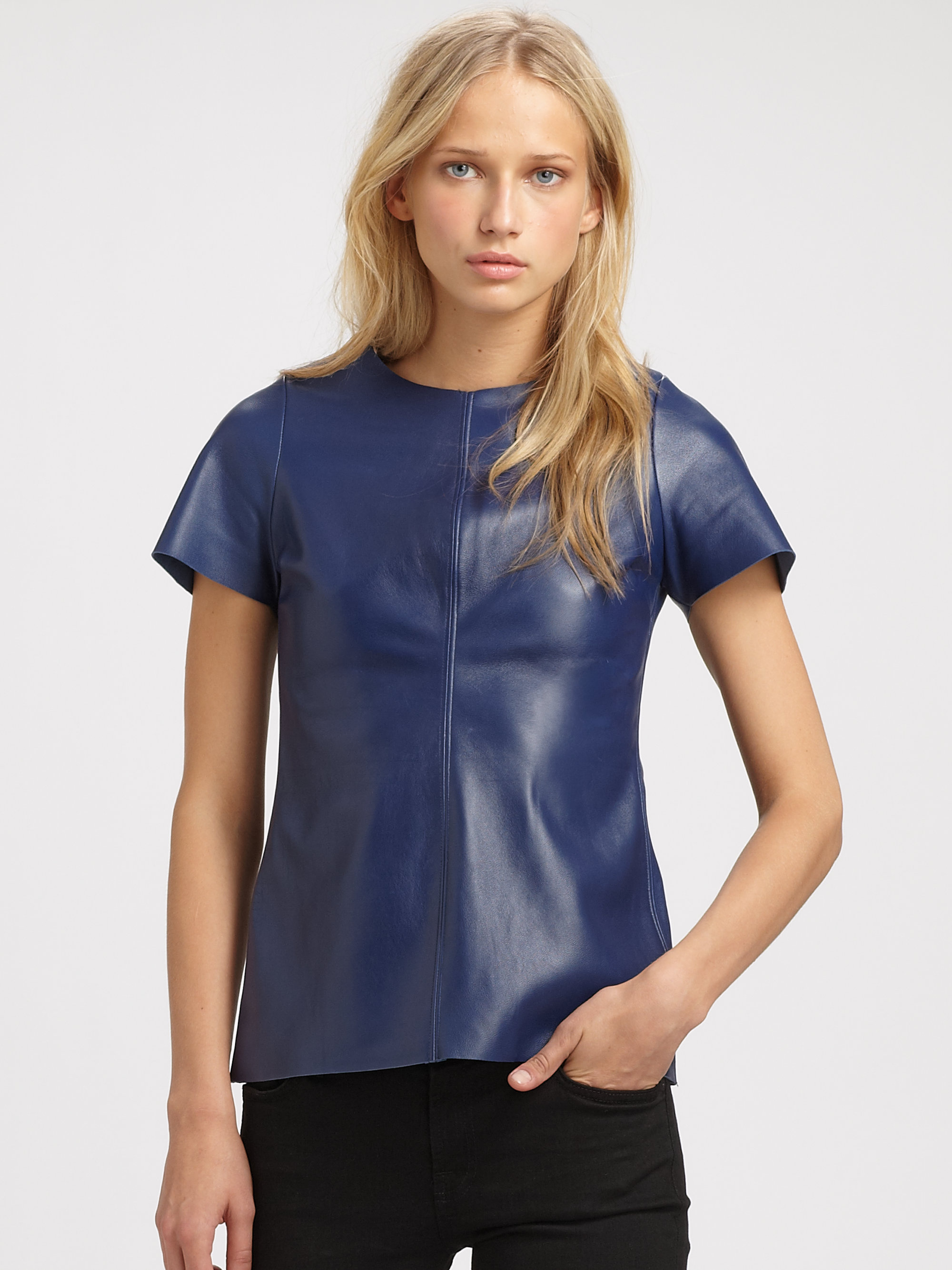 Lyst Pjk Patterson J. Kincaid Rosemont Leather Tee in Blue