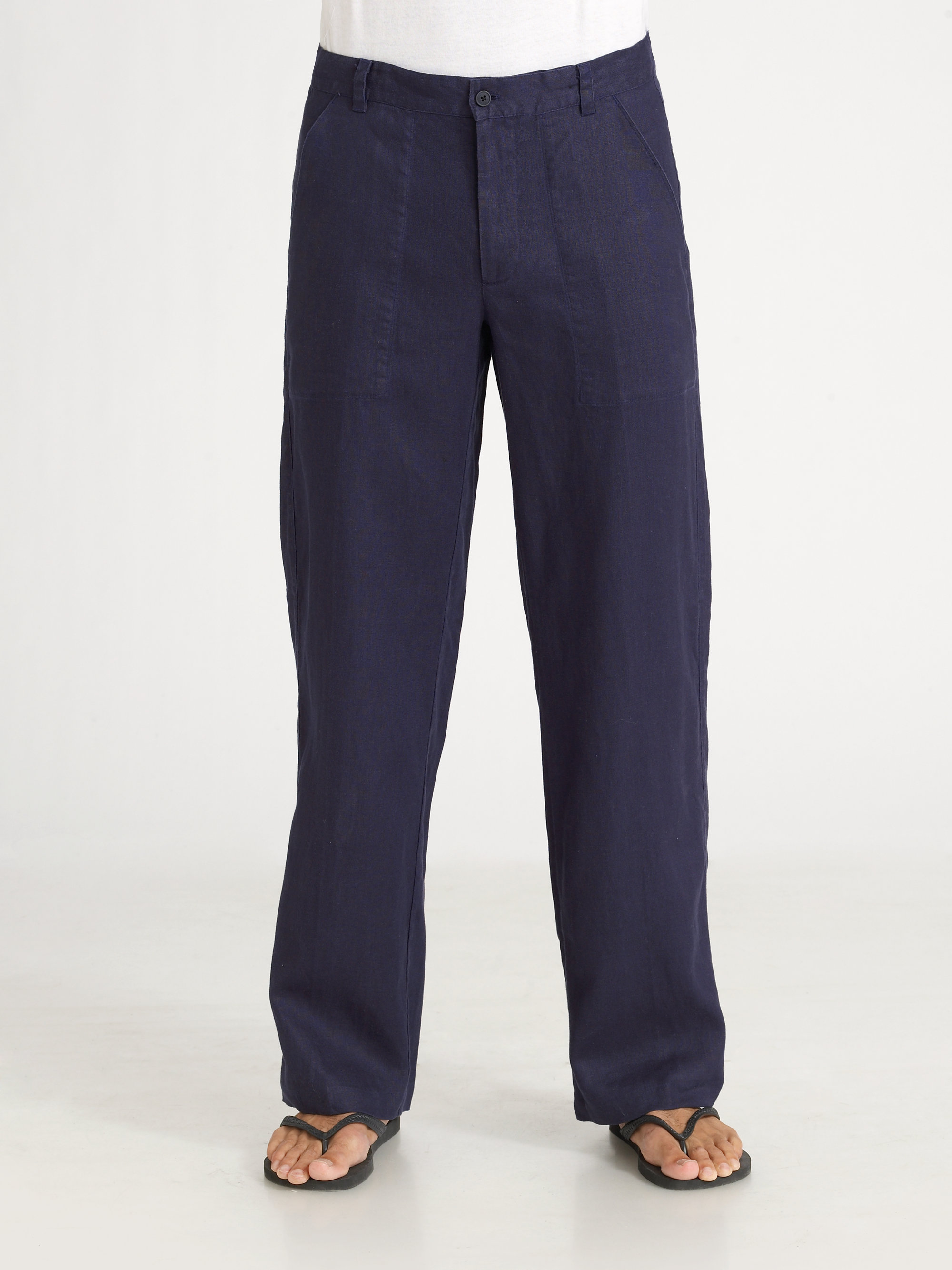 Saks Fifth Avenue Linen Pants in Blue for Men (white) | Lyst