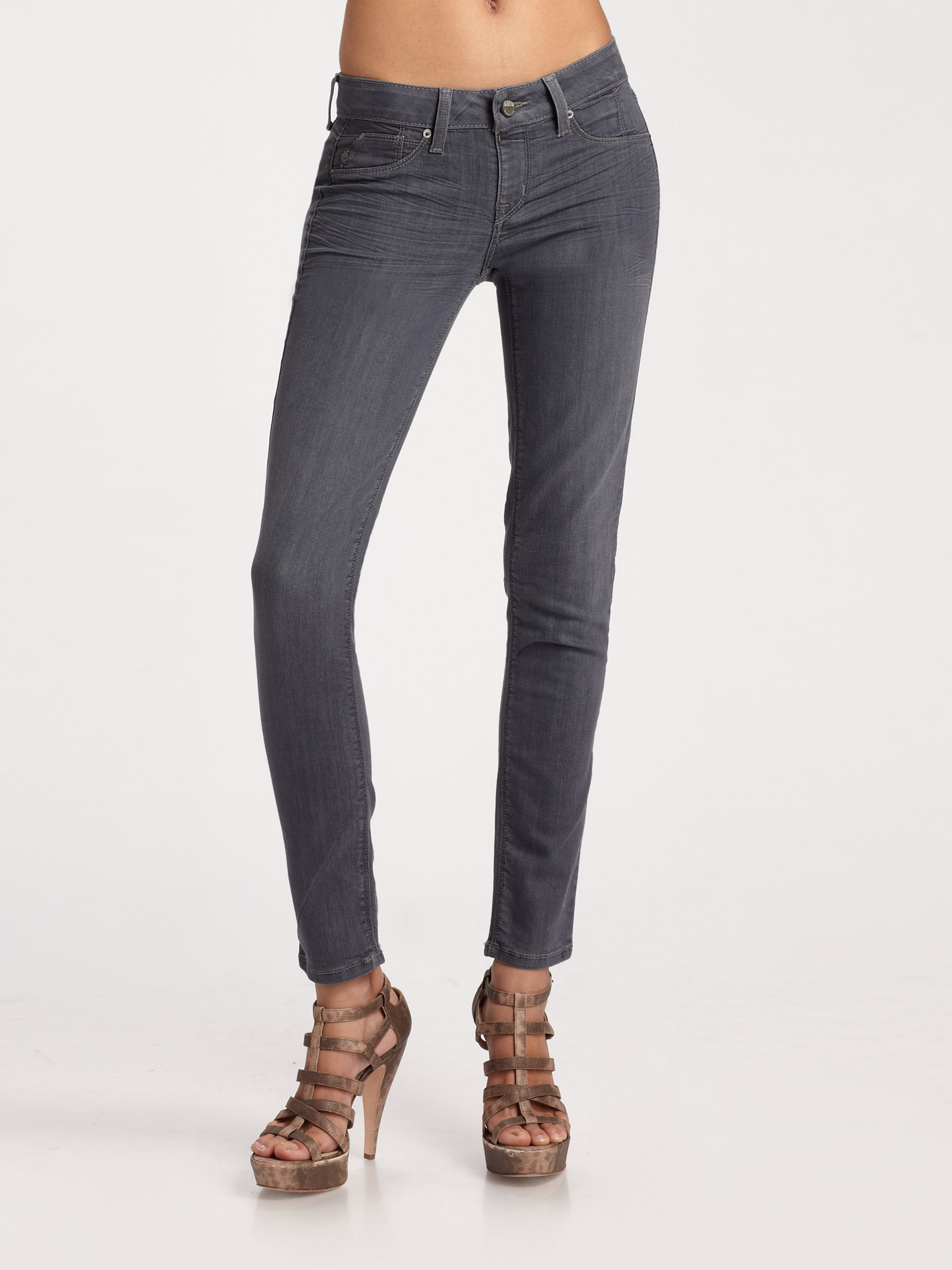 Sold Design Lab Soho Super Skinny Pull On Jeans in Gray (grey) | Lyst