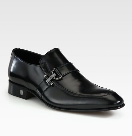 Versace Leather Loafers in Black for Men | Lyst