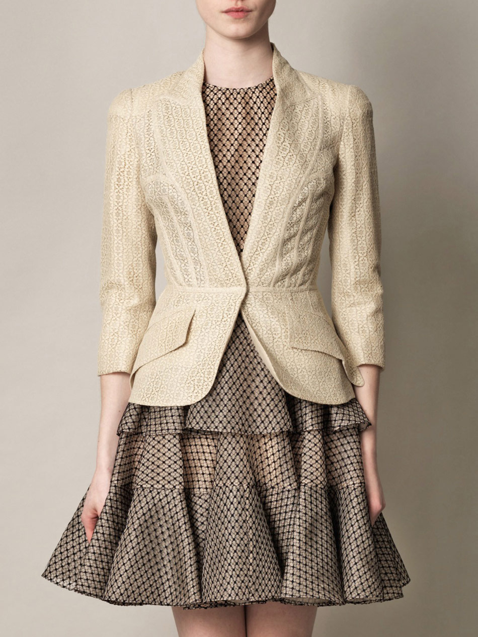 Lyst - Alexander Mcqueen Lace Builtin Lapel Jacket in Natural