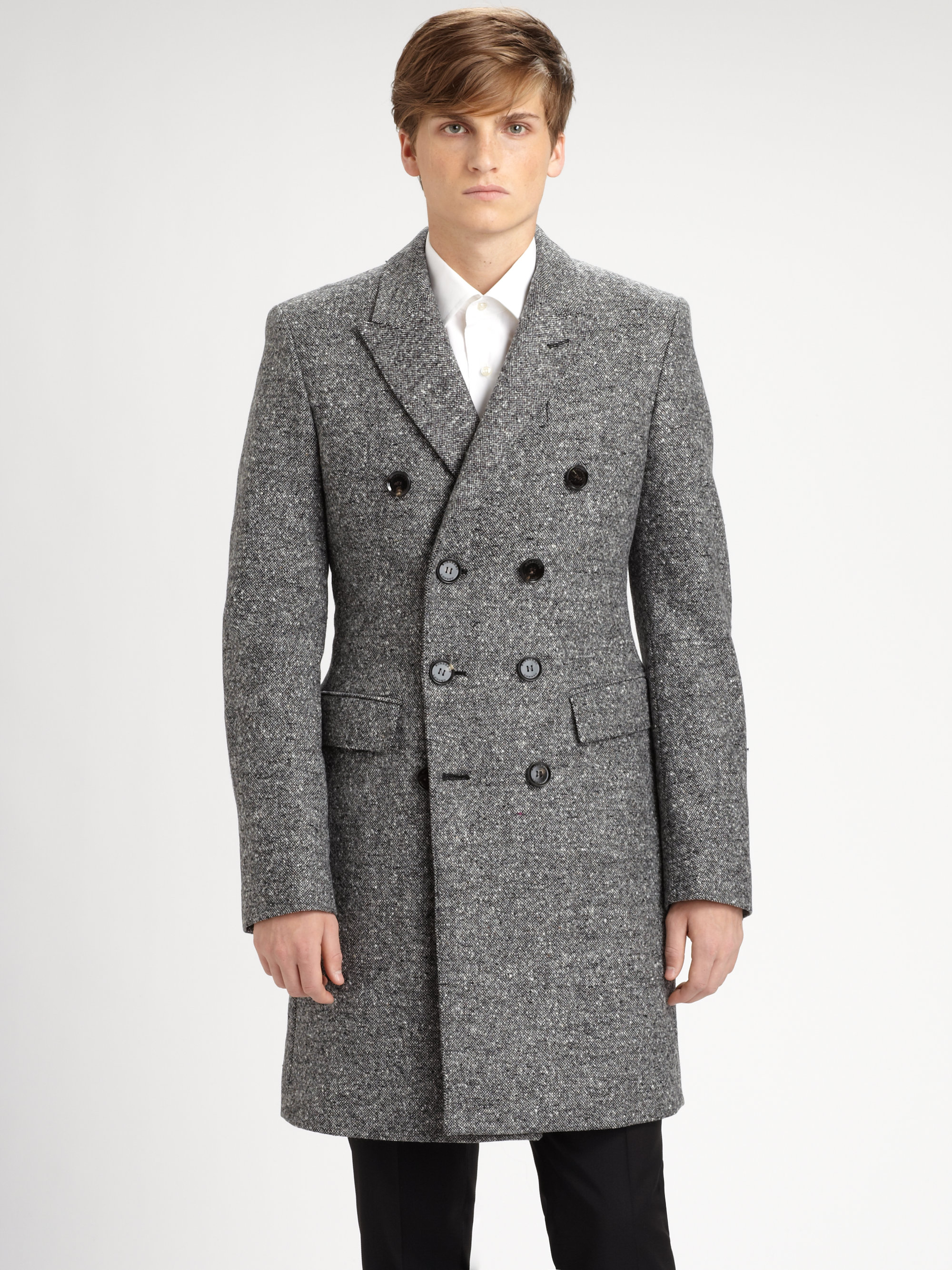 Lyst Burberry Grosvenor Wool Tweed Coat In Gray For Men