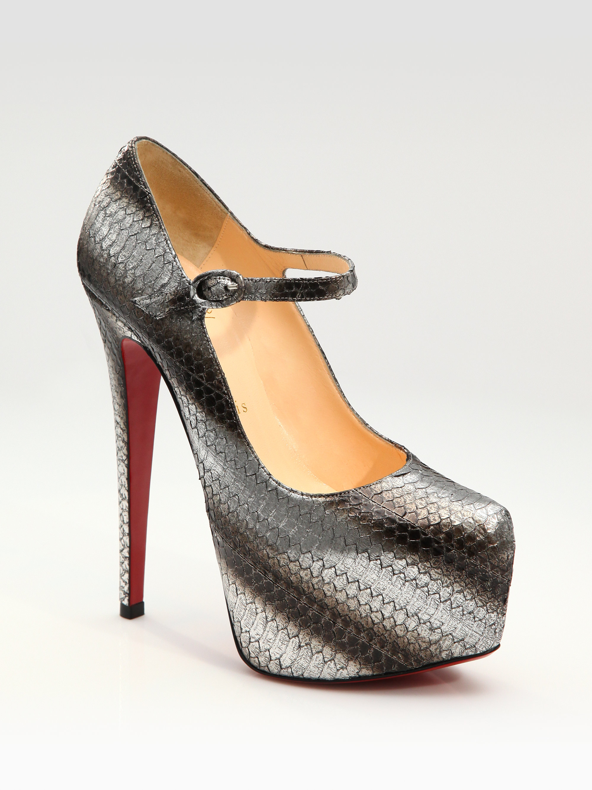 men's louis vuitton shoes - christian louboutin peep-toe pumps Silver metallic snakeskin | The ...