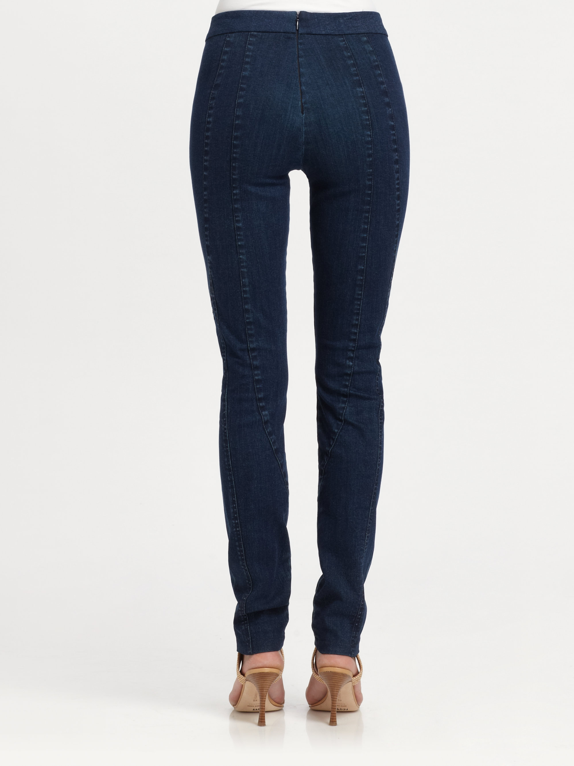 Donna Karan Second Skin Seamed Pants In Blue Lyst 