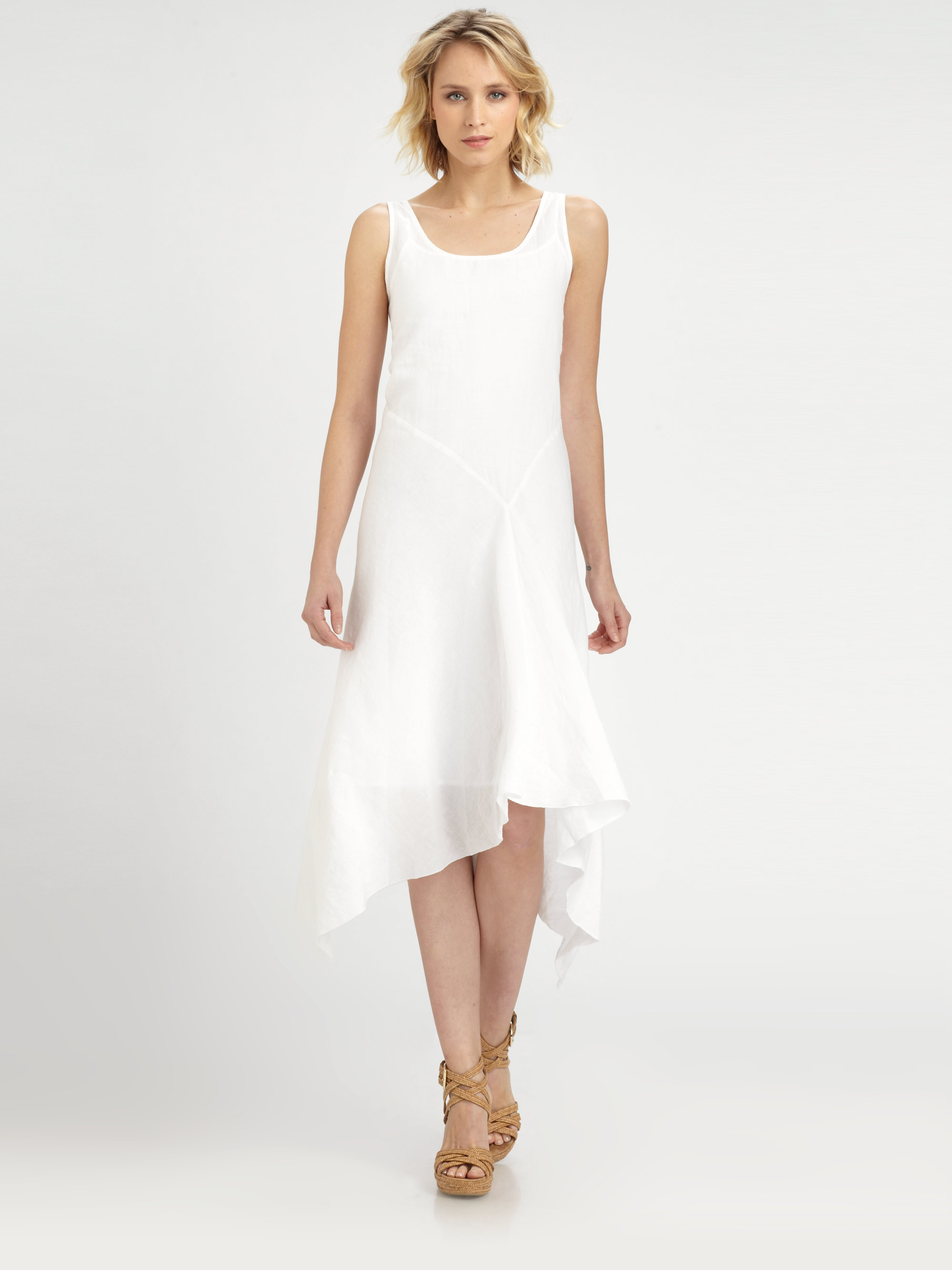 Eileen Fisher Irish Linen Sleeveless  Dress  in White  Lyst