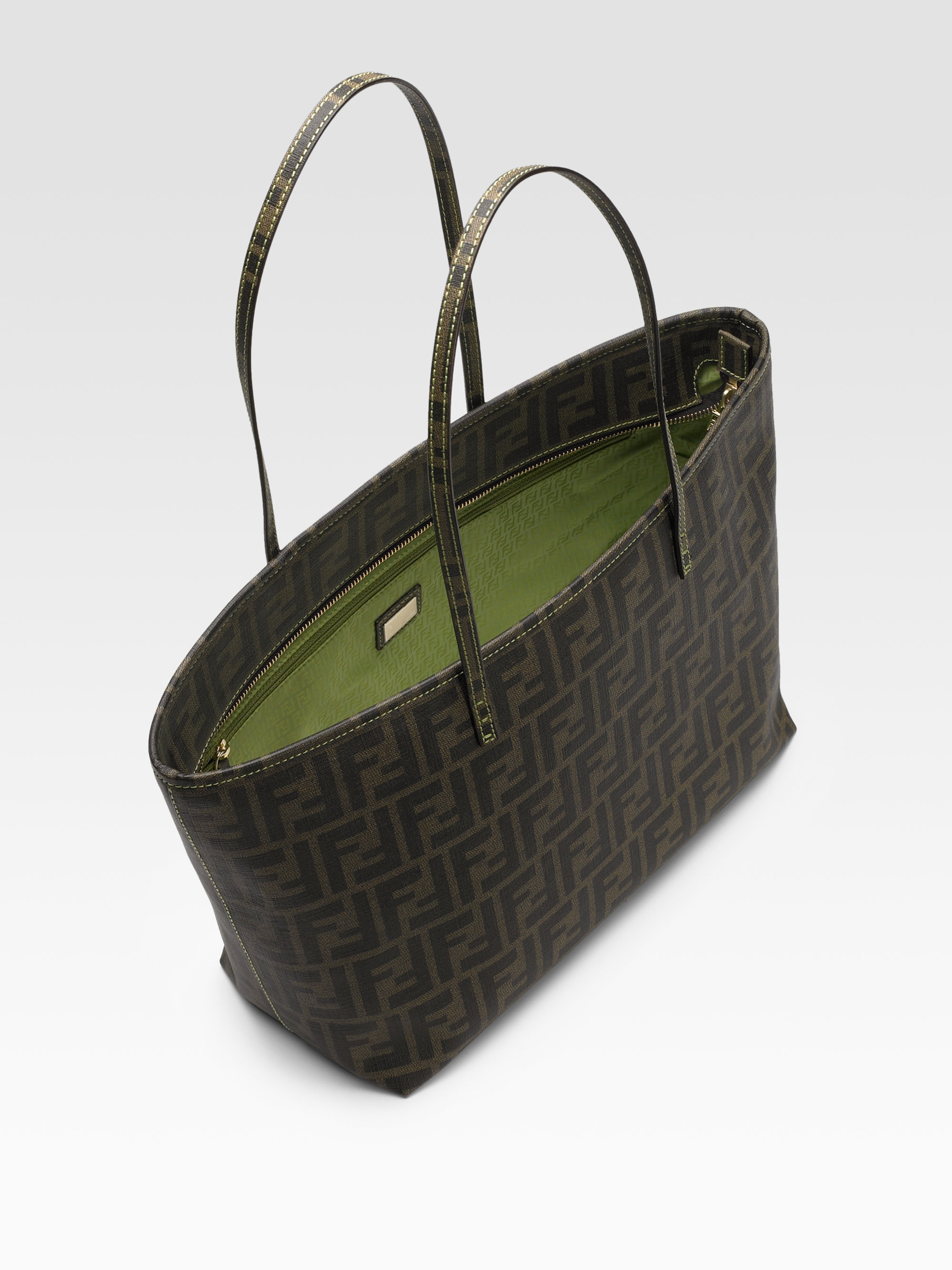 Lyst - Fendi Small Zucca Shopping Roll Tote in Green